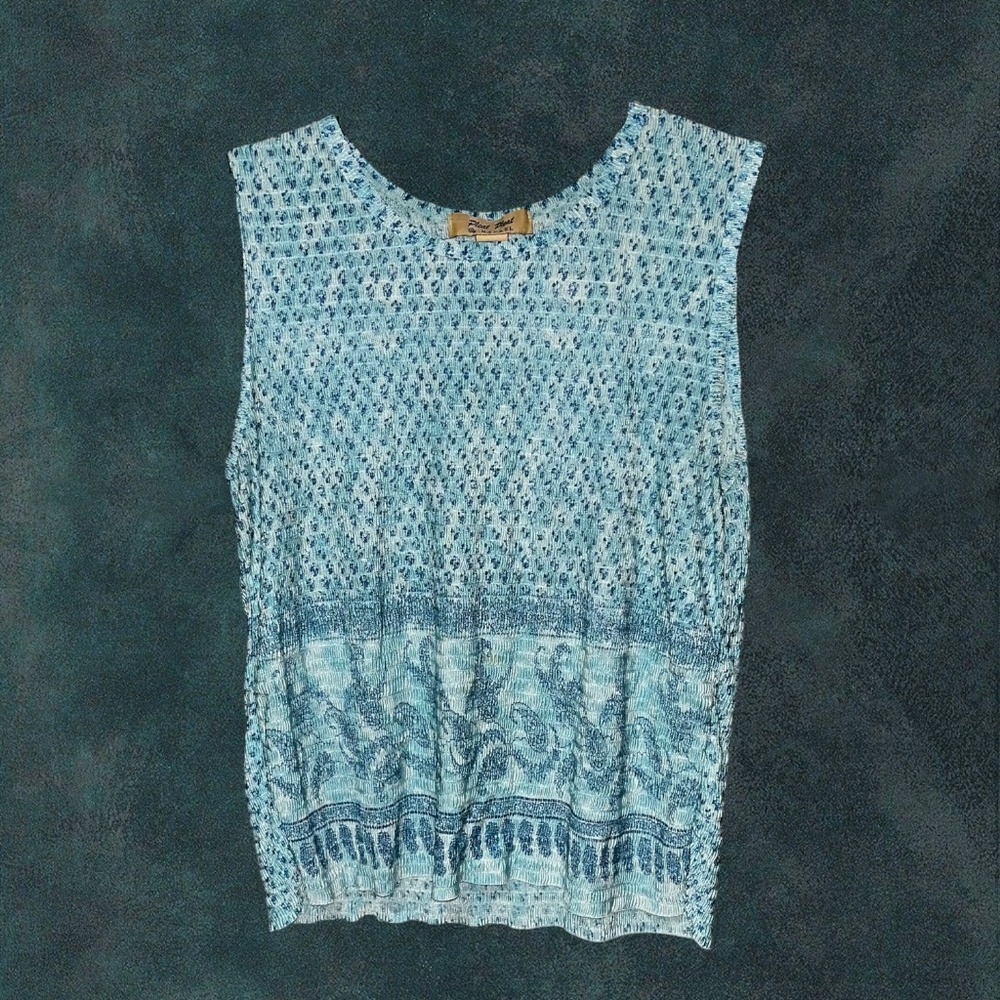 y2k blue paisley boho tank top